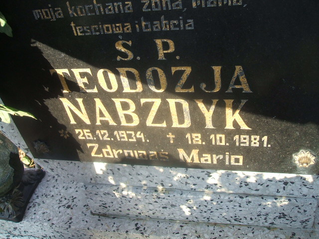Teodozja Nabzdyk 1934 Międzychód - Grobonet - Wyszukiwarka osób pochowanych