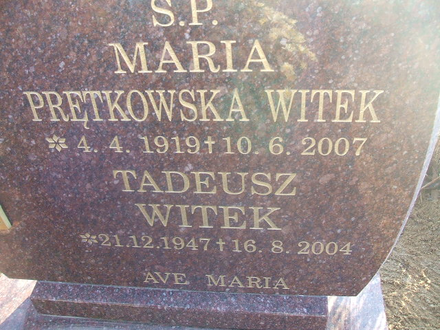 Maria Prętkowska Witek 1919 Międzychód - Grobonet - Wyszukiwarka osób pochowanych