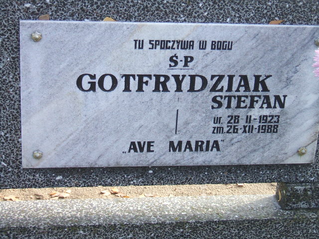 Stefan Gotfrydziak 1923 Międzychód - Grobonet - Wyszukiwarka osób pochowanych